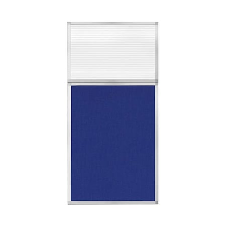 Versare Hush Panel Configurable Cubicle Partition 3' x 6' W/ Window Royal Blue Fabric Clear Fluted Window 1852305-1